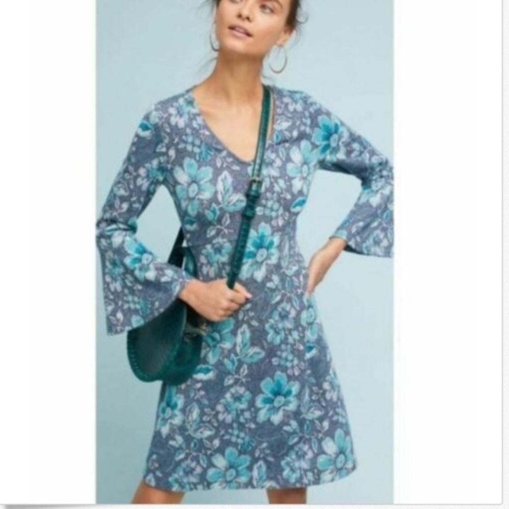 MAEVE Florence Blue Floral Swing Dress Size M